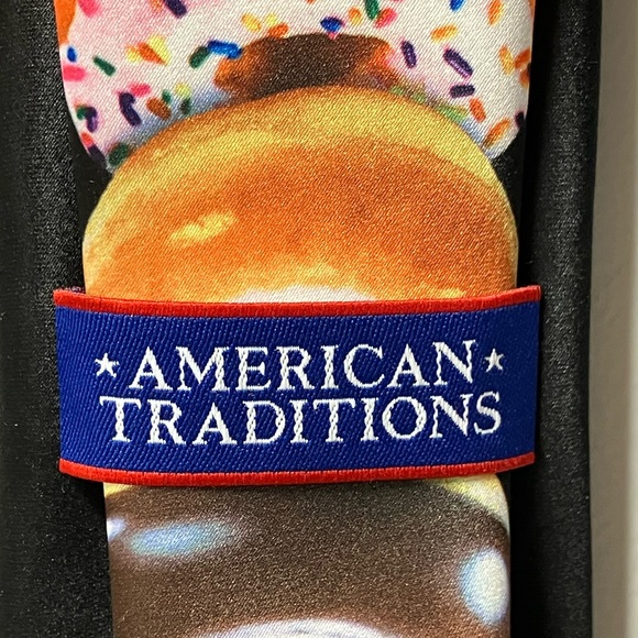 Donut Necktie Sprinkles Neck Tie American Traditions Black Men's Neck Wear NEW - Picture 4 of 7